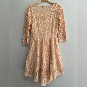 Free People Elegant Lace Dress in Peach